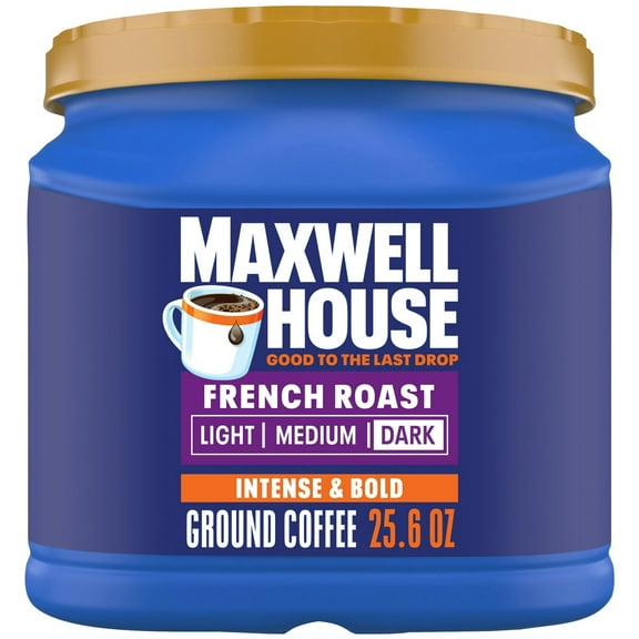 Maxwell House French Roast Dark Roast Ground Coffee, 25.6 Oz Canister - Pack of 2