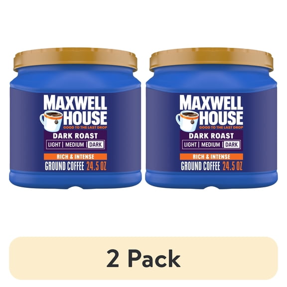 (2 pack) Maxwell House Dark Roast Ground Coffee, 24.5 oz Canister