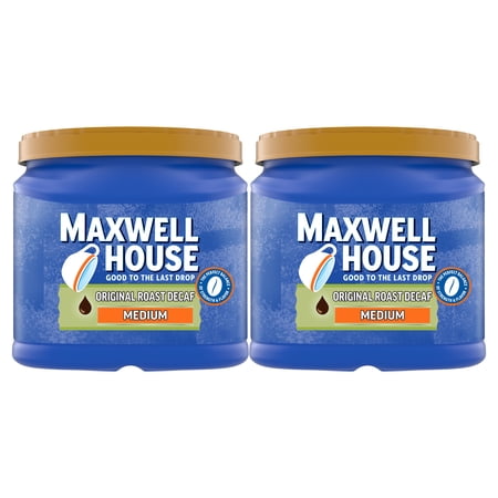 (2 pack) Maxwell House Decaffeinated Original Medium Roast Ground Coffee, 29.3 oz Canister