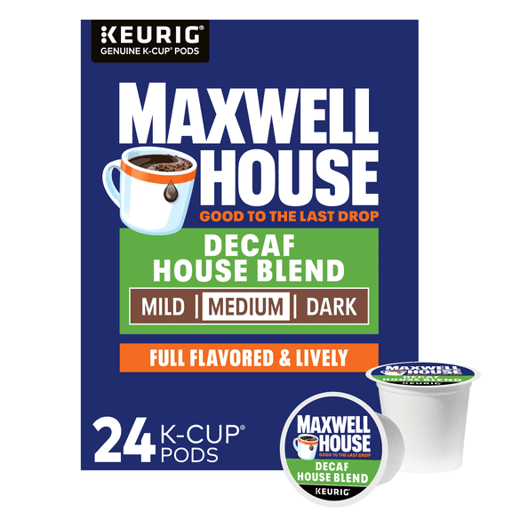 (2 pack)Maxwell House House Blend Decaf Coffee K-Cup Pods, Decaffeinated, 24 ct Box