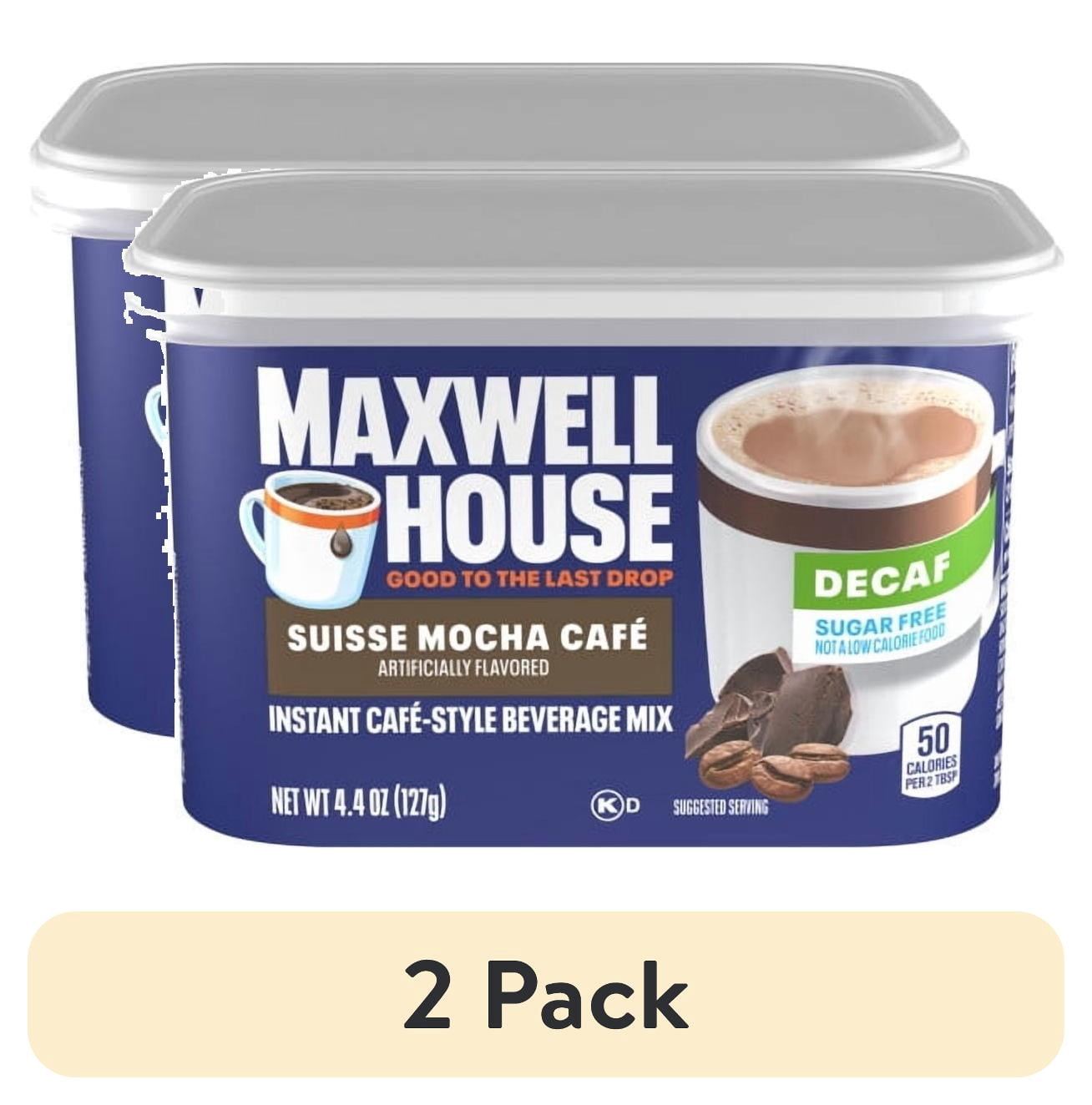 (2 pack) Maxwell House International Sugar-Free Suisse Mocha Caf-Style Decaf Instant Coffee Beverage Mix, 4.4 oz. Canister
