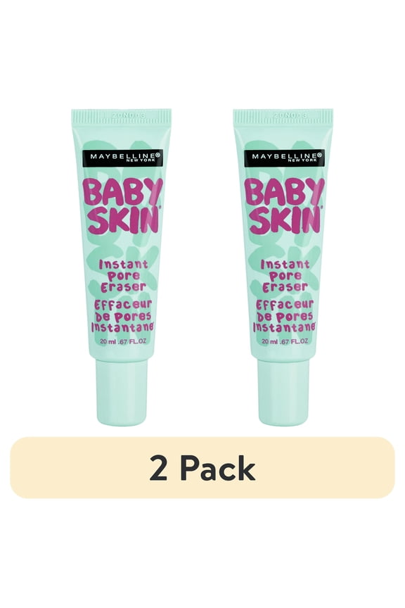 (2 pack) Maybelline Baby Skin Instant Pore Eraser Primer, Clear, 0.67 fl oz
