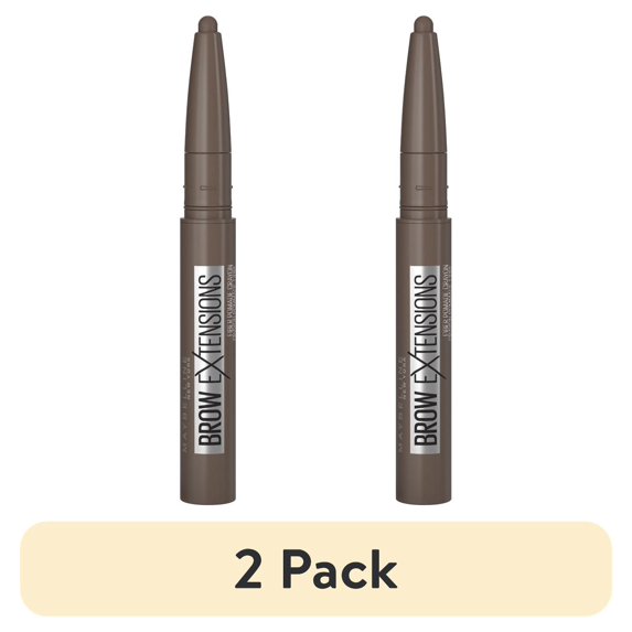 (2 pack) Maybelline Brow Extensions Fiber Pomade Crayon Eyebrow Makeup, Deep Brown