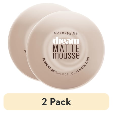(2 pack) Maybelline Dream Matte Mousse Foundation Makeup, 90 Honey Beige, 0.64 oz