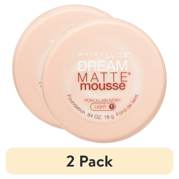 (2 pack) Maybelline Dream Matte Mousse Foundation, Porcelain Ivory, for All Skin Types, 0.64 oz
