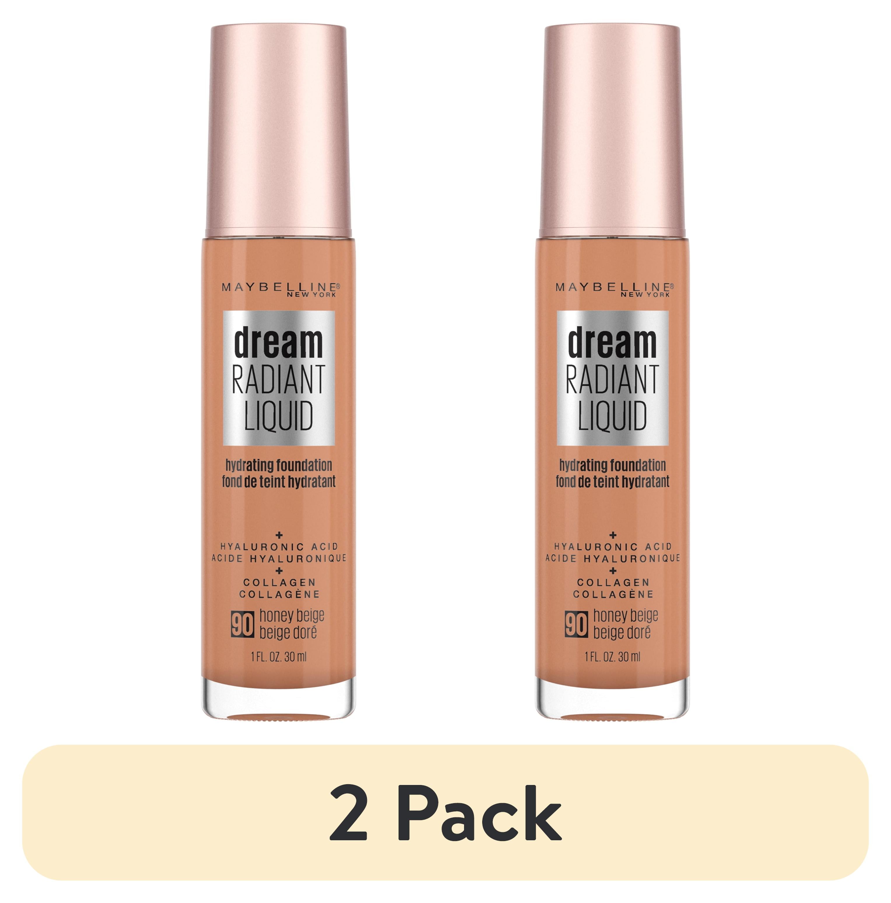 (2 pack) Maybelline Dream Radiant Liquid Foundation Makeup, 90 Honey Beige, 1 fl oz