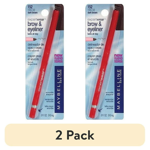 (2 pack) Maybelline ExpertWear Brow and Eyeliner Pencil, Dark Brown