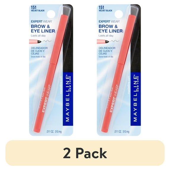 (2 pack) Maybelline ExpertWear Brow and Eyeliner Pencil, Velvet Black