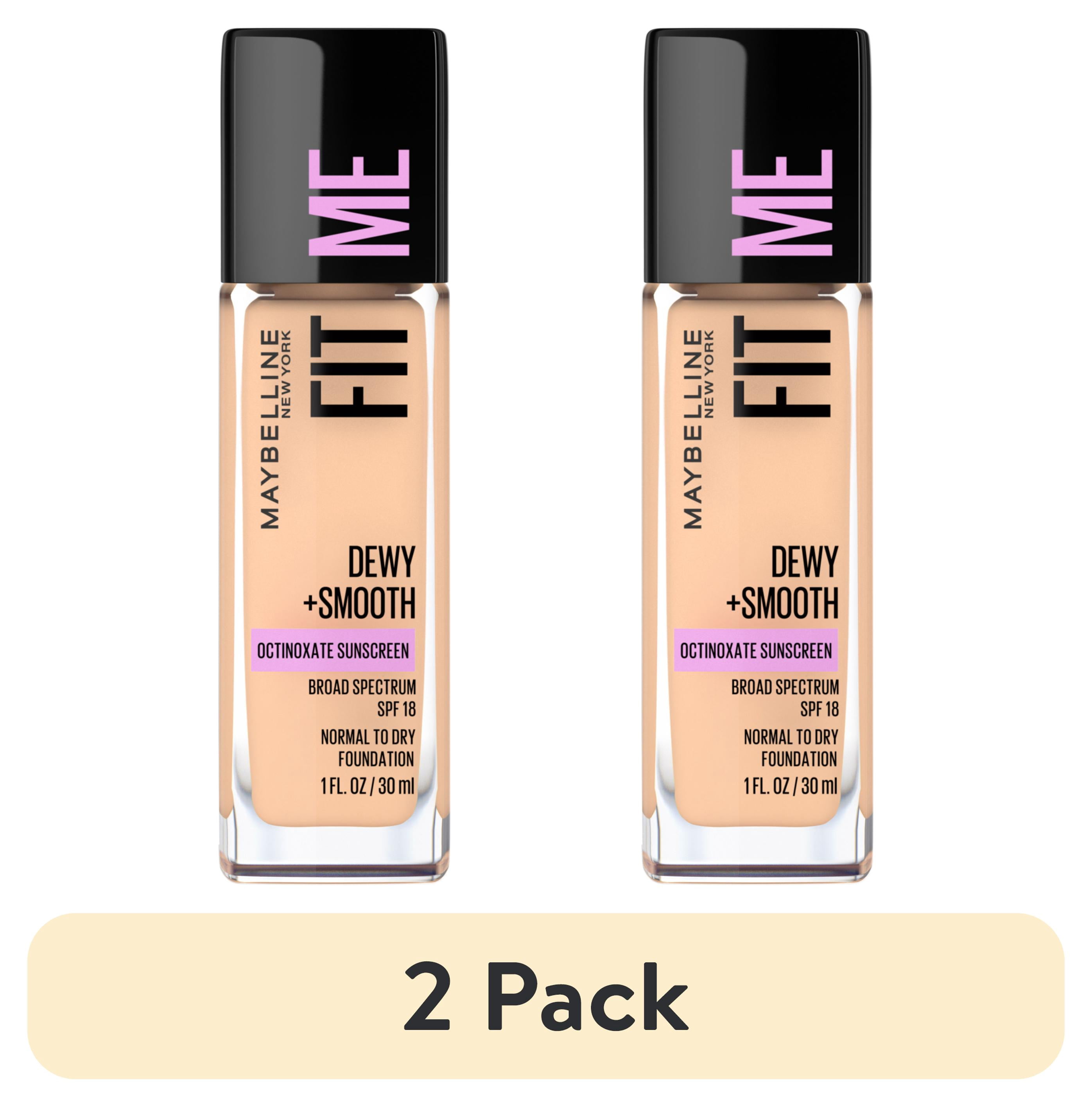 2 pack) Maybelline Fit Me Dewy + Smooth Liquid Foundation Makeup