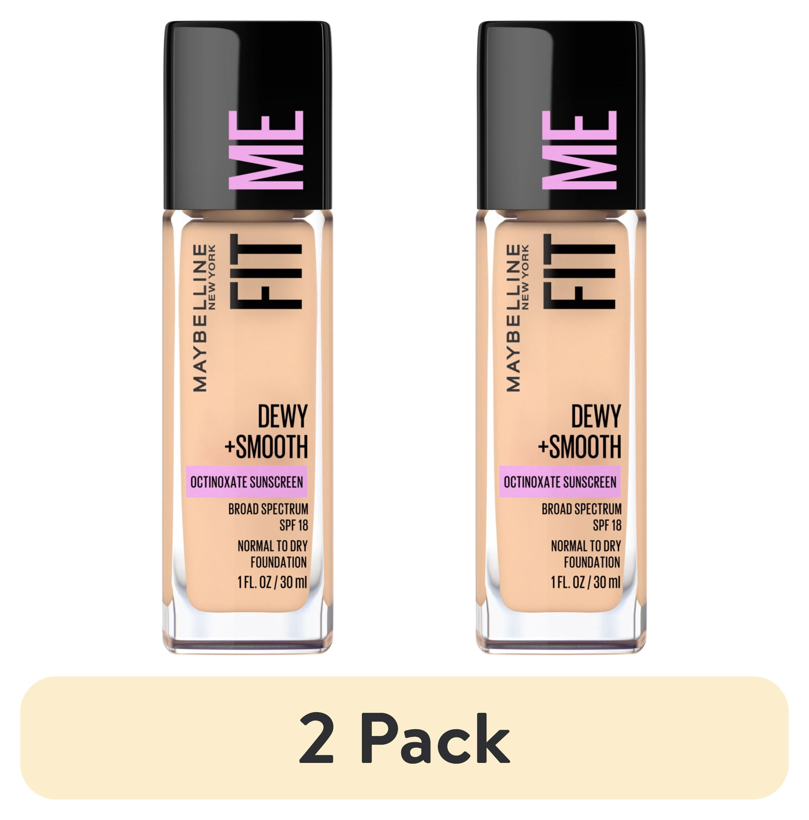 2 pack) Maybelline Fit Me Dewy and Smooth Liquid Foundation, SPF