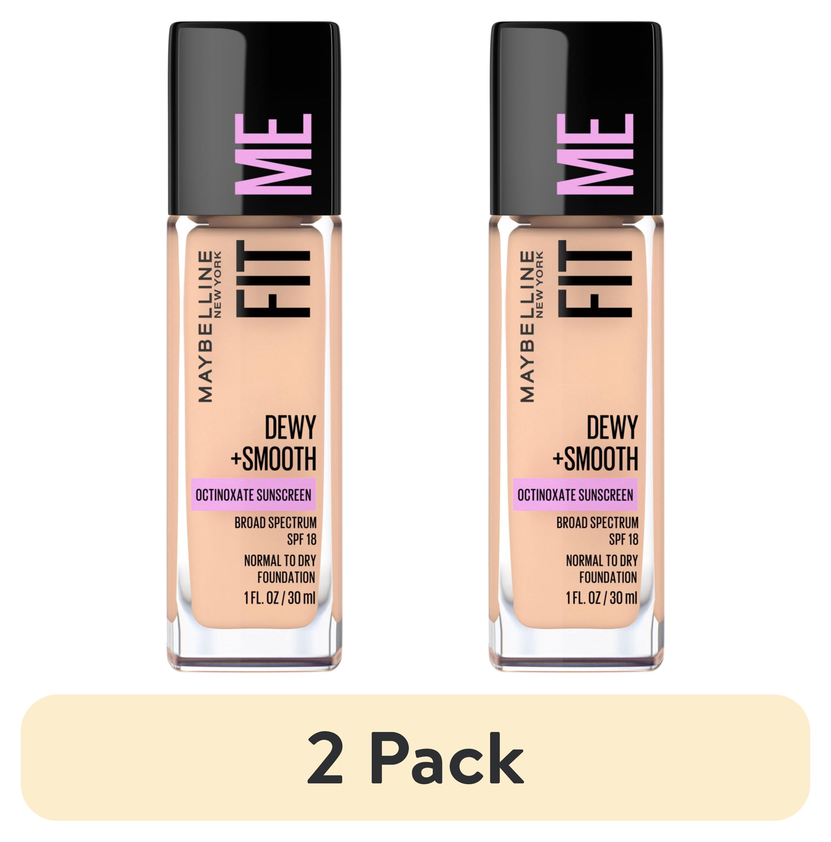 (2 pack) Maybelline Fit Me Dewy and Smooth Liquid Foundation, SPF 18, 115 Ivory, 1 fl oz