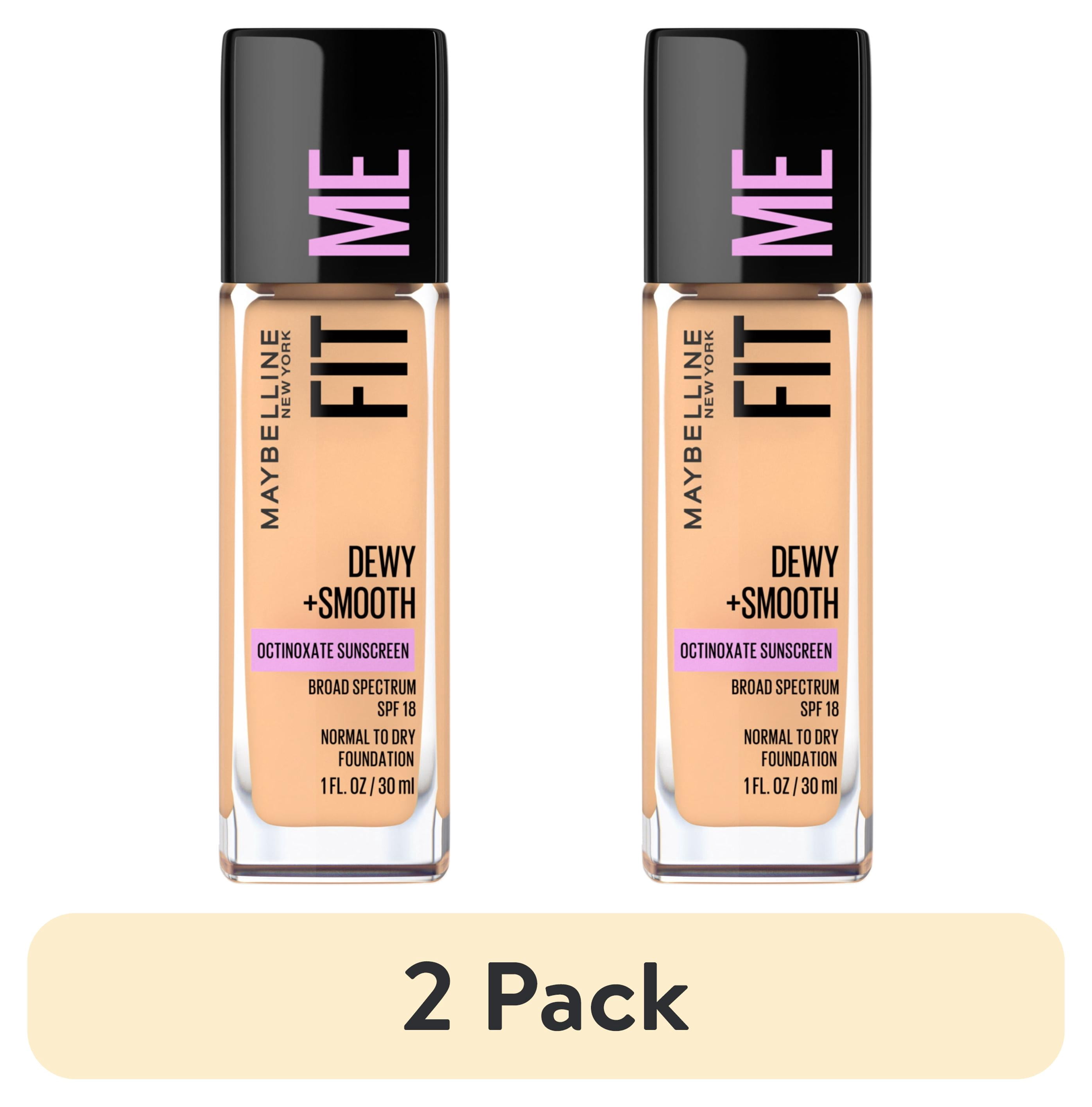 (2 pack) Maybelline Fit Me Dewy and Smooth Liquid Foundation, SPF 18, 210 Sandy Beige, 1 fl oz