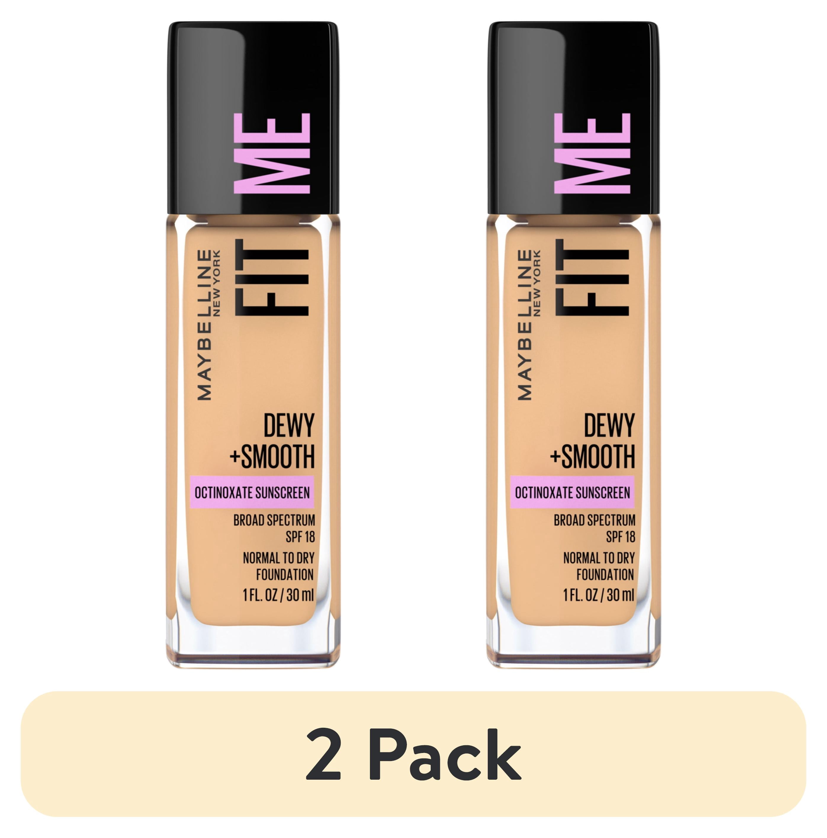 (2 pack) Maybelline Fit Me Dewy and Smooth Liquid Foundation, SPF 18, 220 Natural Beige, 1 fl oz