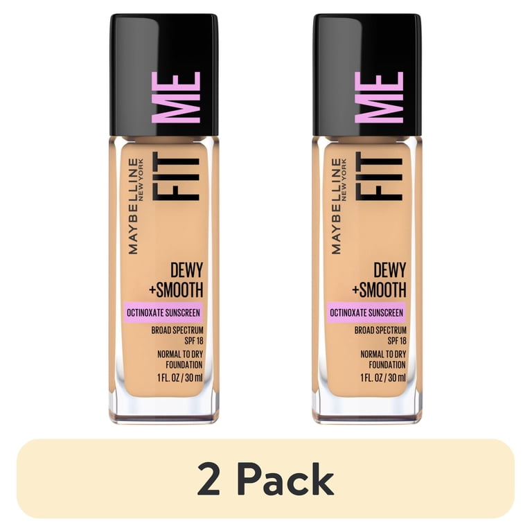 2 pack) Maybelline Fit Me Dewy and Smooth Liquid Foundation, SPF