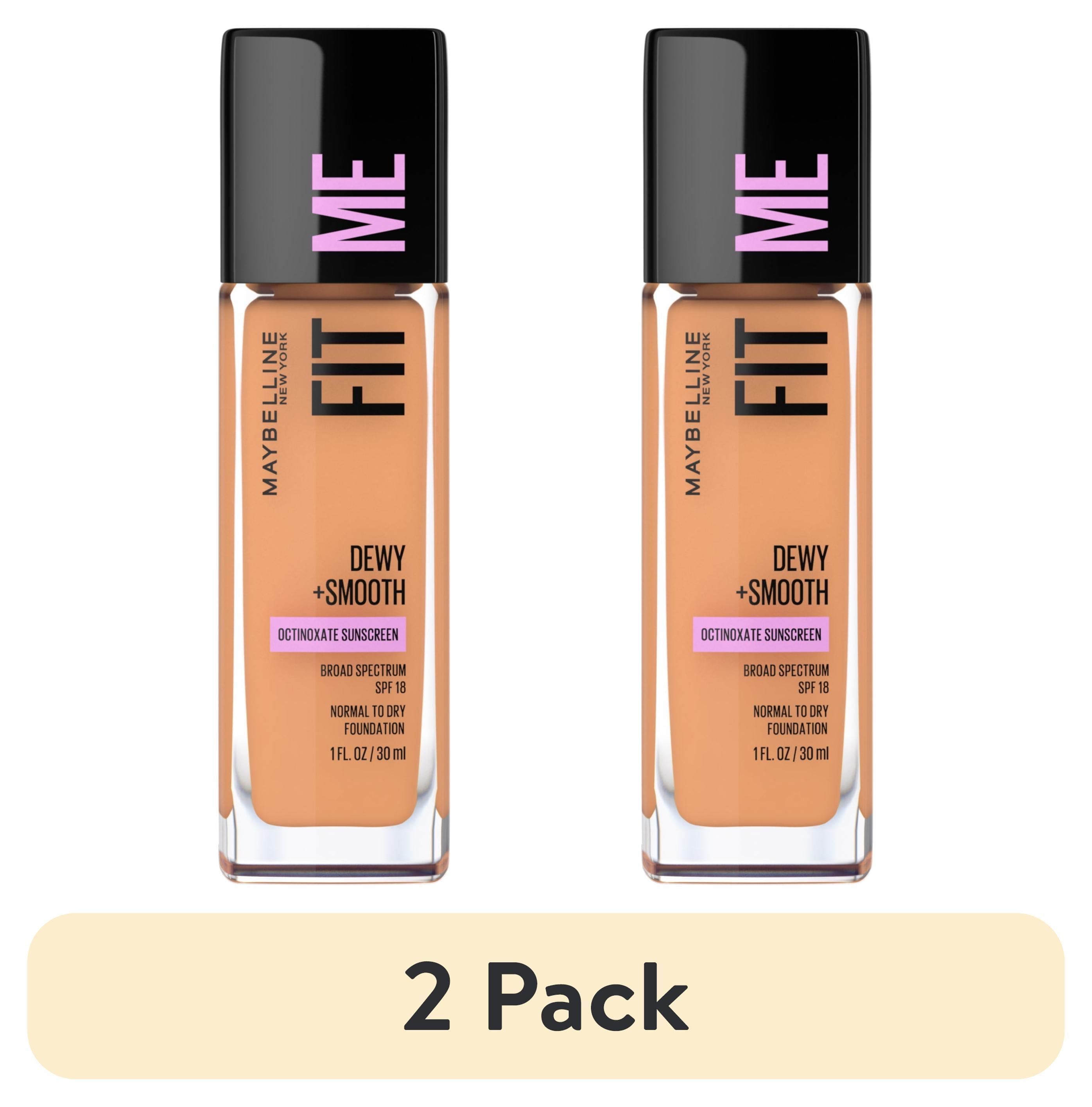 2 pack) Maybelline Fit Me Dewy and Smooth Liquid Foundation, SPF