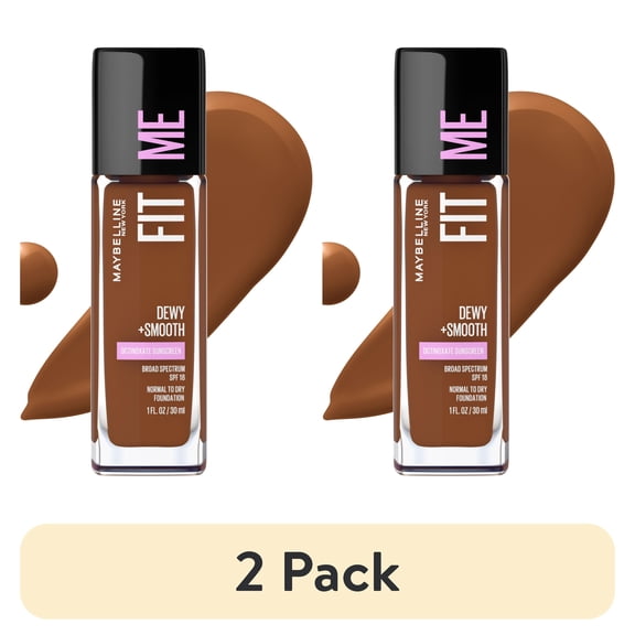 (2 pack) Maybelline Fit Me Dewy and Smooth Liquid Foundation, SPF 18, 375 Java, 1 fl oz