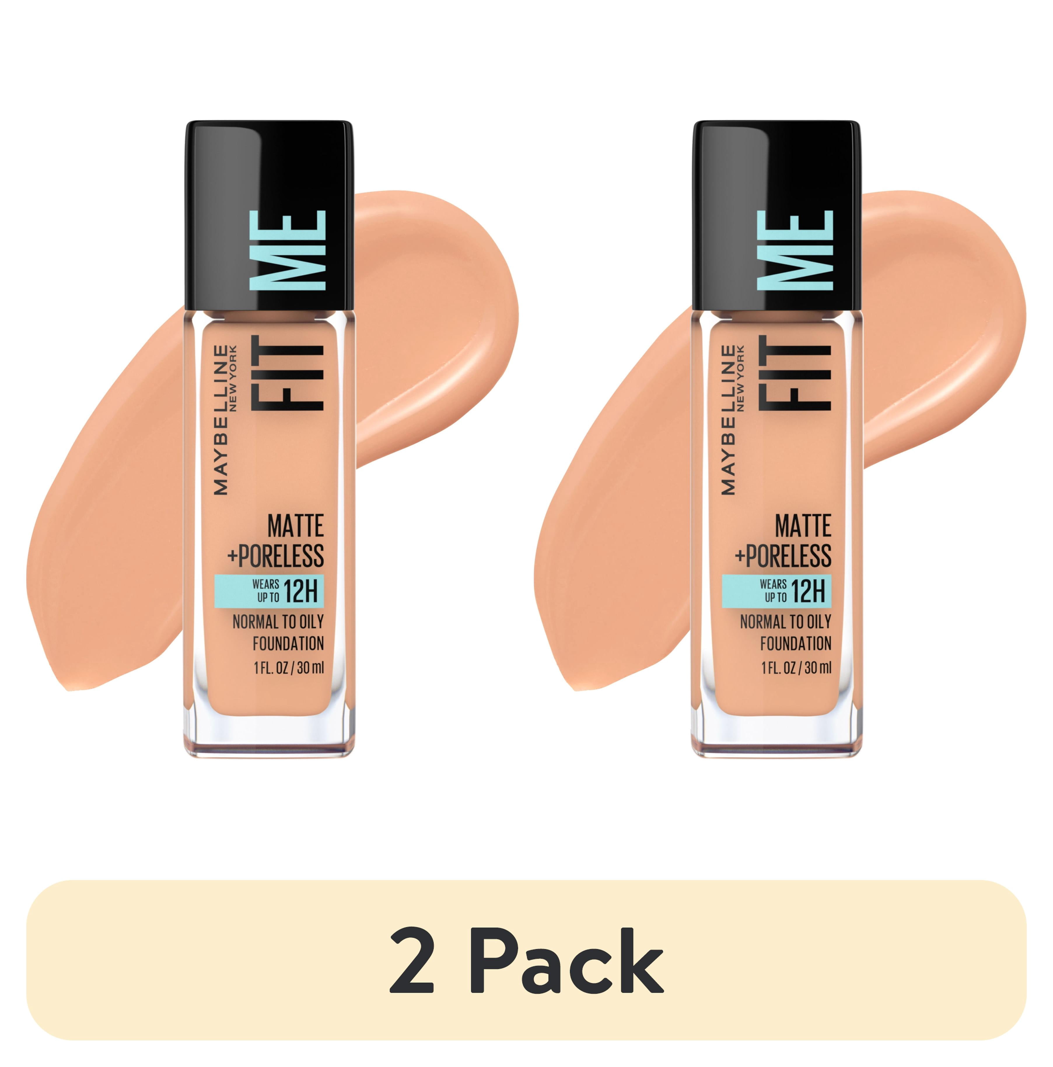 (2 pack) Maybelline Fit Me Matte + Poreless Liquid Foundation Makeup, 242 Light Honey, 1 fl oz