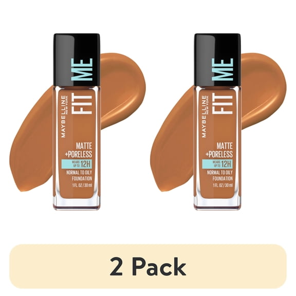 (2 pack) Maybelline Fit Me Matte + Poreless Liquid Foundation Makeup, 356 Warm Coconut, 1 fl oz