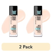 2 pack Maybelline Fit Me Matte + Poreless Liquid Foundation Makeup, Fair Porcelain, 1 fl oz