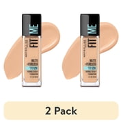 2 pack Maybelline Fit Me Matte + Poreless Liquid Foundation Makeup, True Beige, 1 fl oz