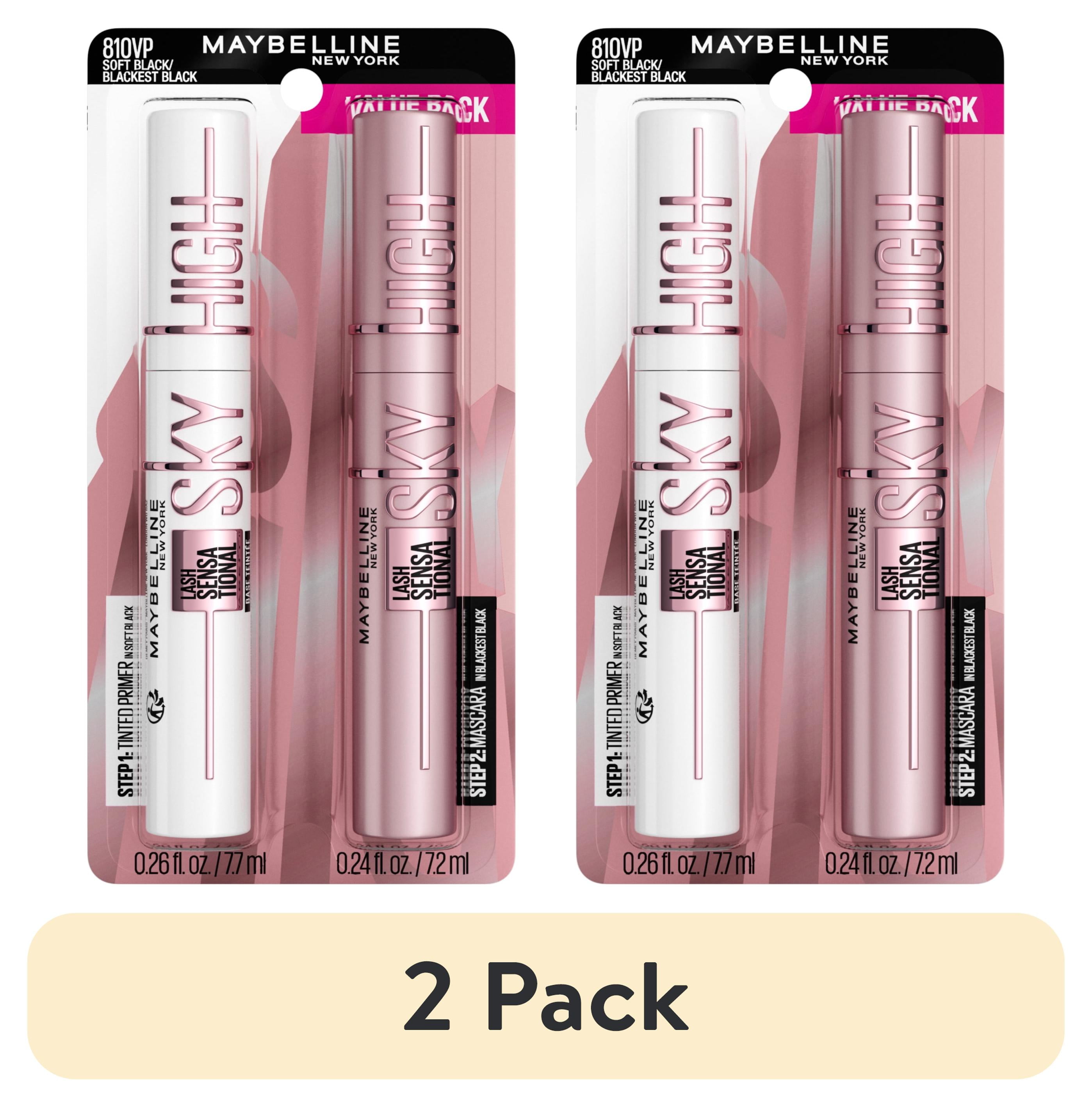 (2 pack) Maybelline Lash Sensational Sky High Mascara & Tinted Primer Kit, Blackest Black