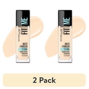 2 pack Maybelline New York Fit Me Matte + Poreless Foundation Makeup, Porcelain, 1 Fl Oz