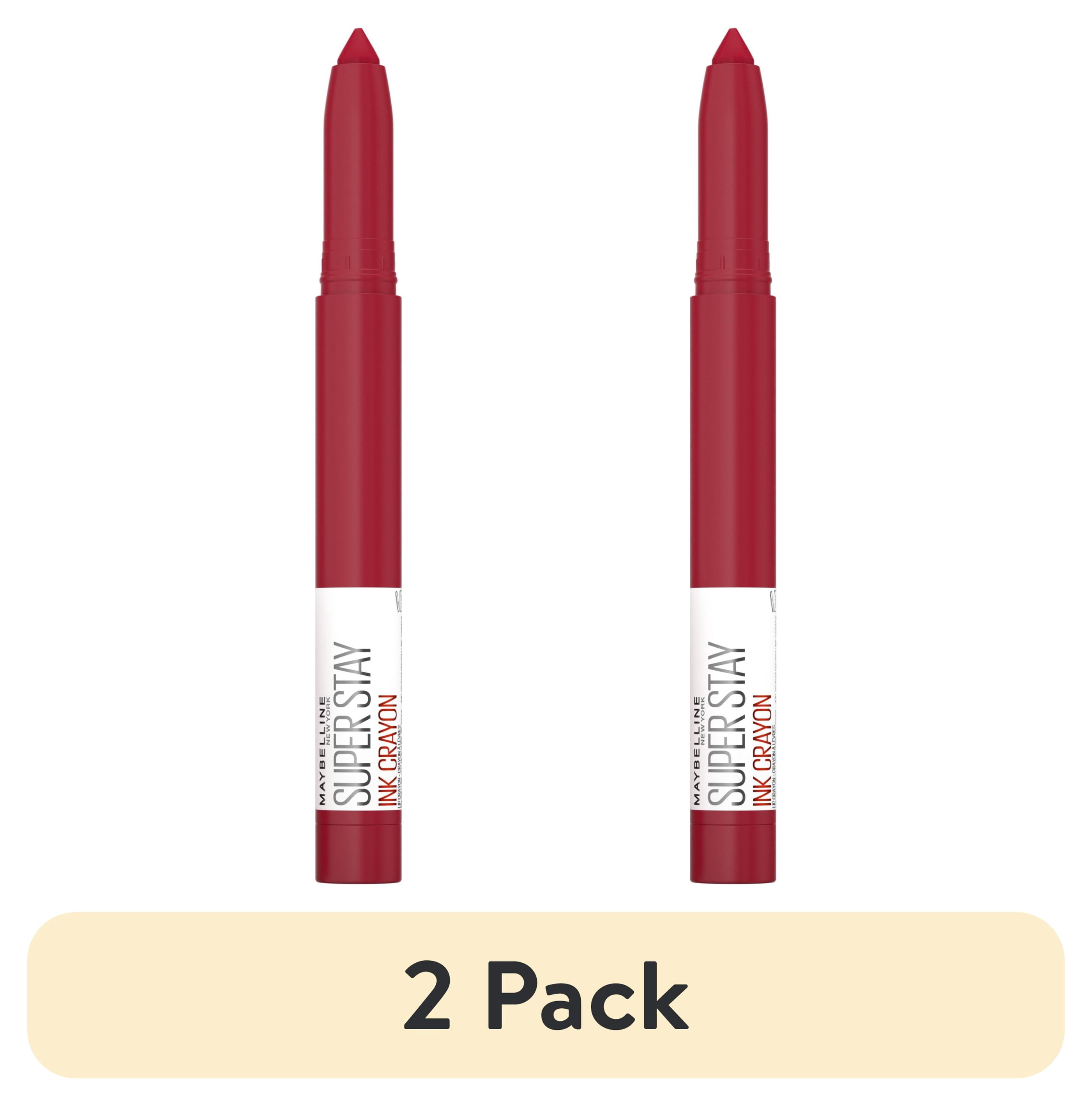 (2 pack) Maybelline Super Stay Ink Crayon Lipstick, Matte Longwear Lipstick, Check Yourself, 0.04 oz.