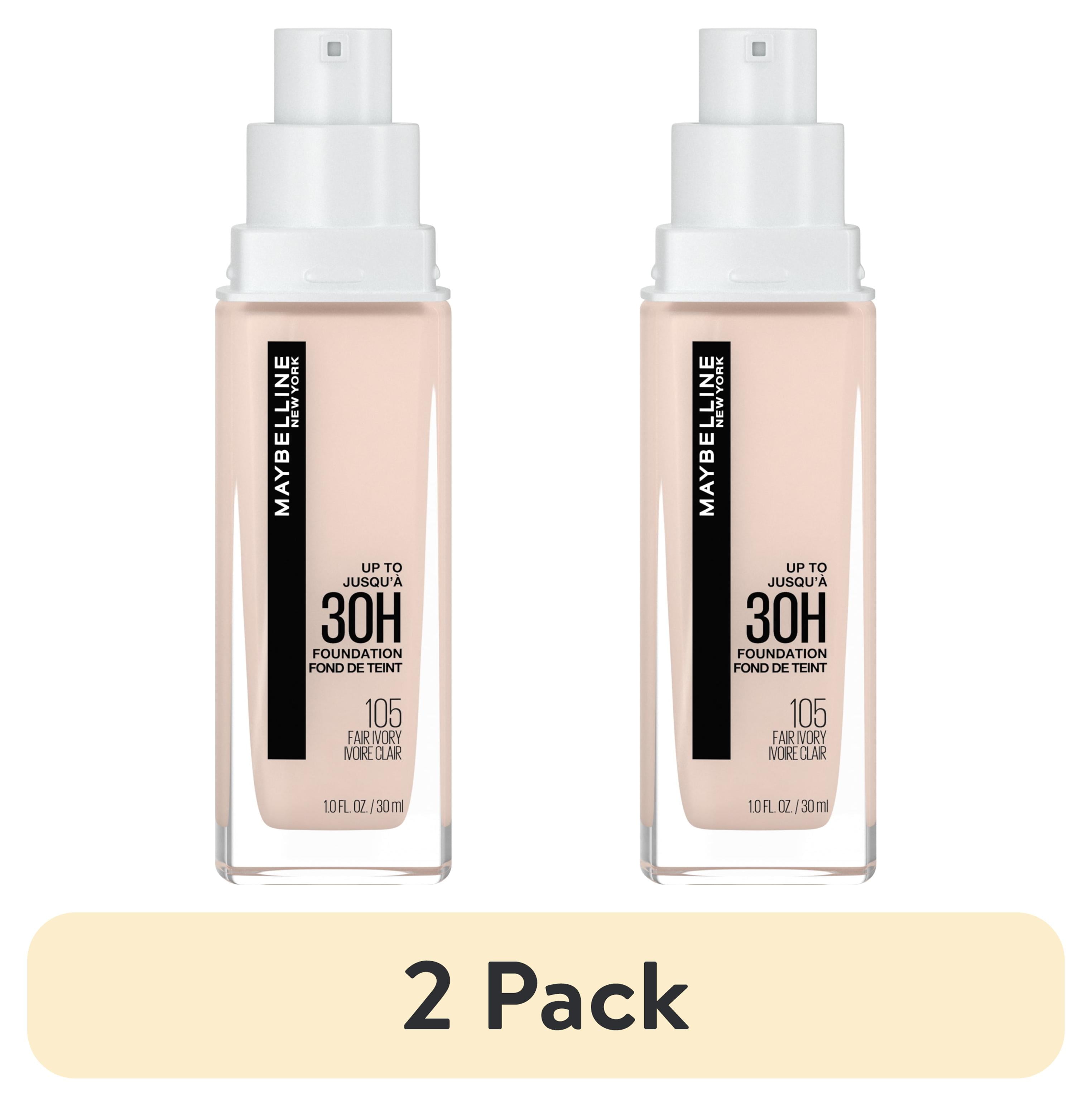 (2 pack) Maybelline Super Stay Liquid Foundation Makeup, Full Coverage, 105 Fair Ivory, 1 fl oz