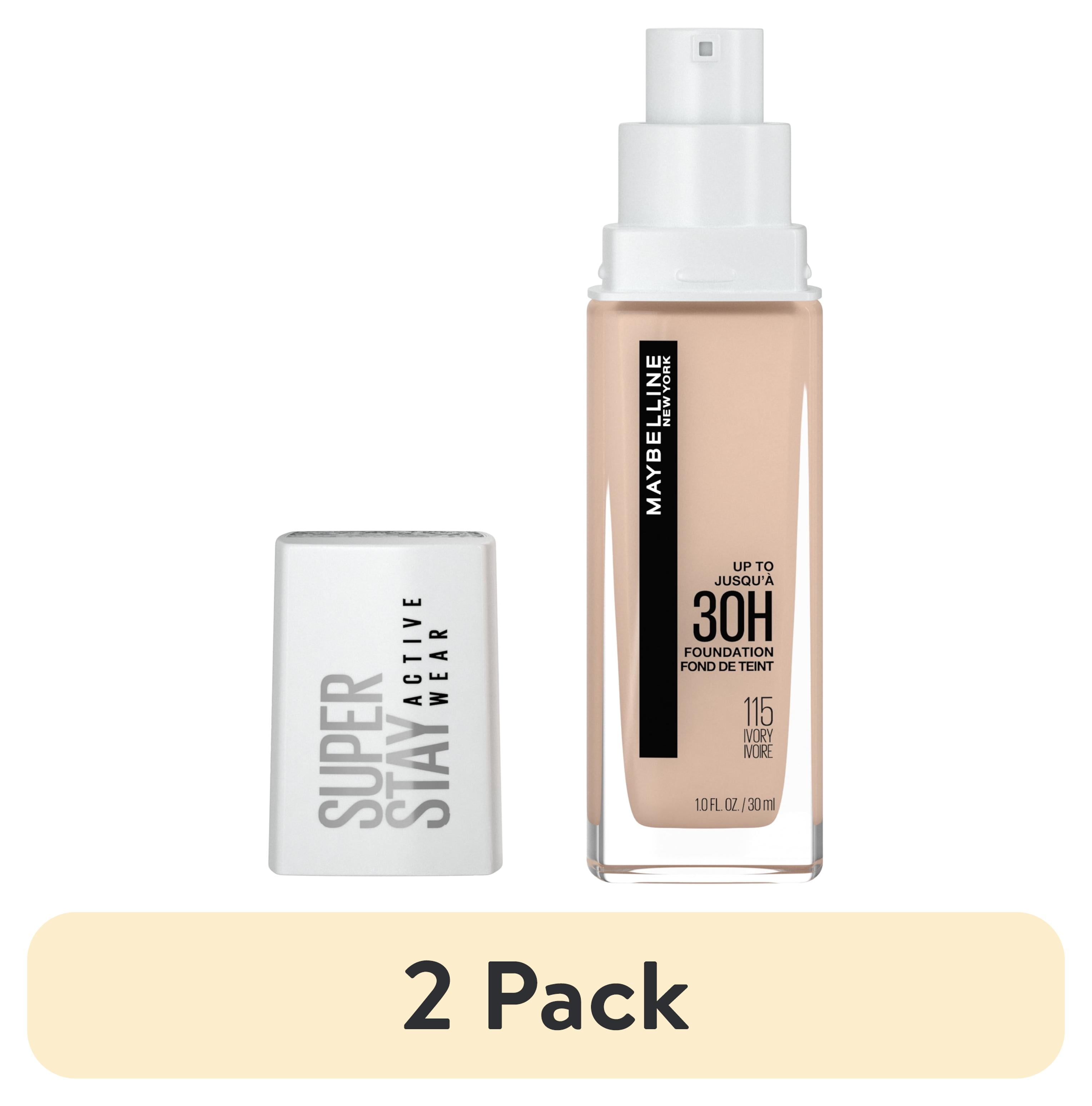 (2 pack) Maybelline Super Stay Liquid Foundation Makeup, Full Coverage, 115 Ivory, 1 fl oz