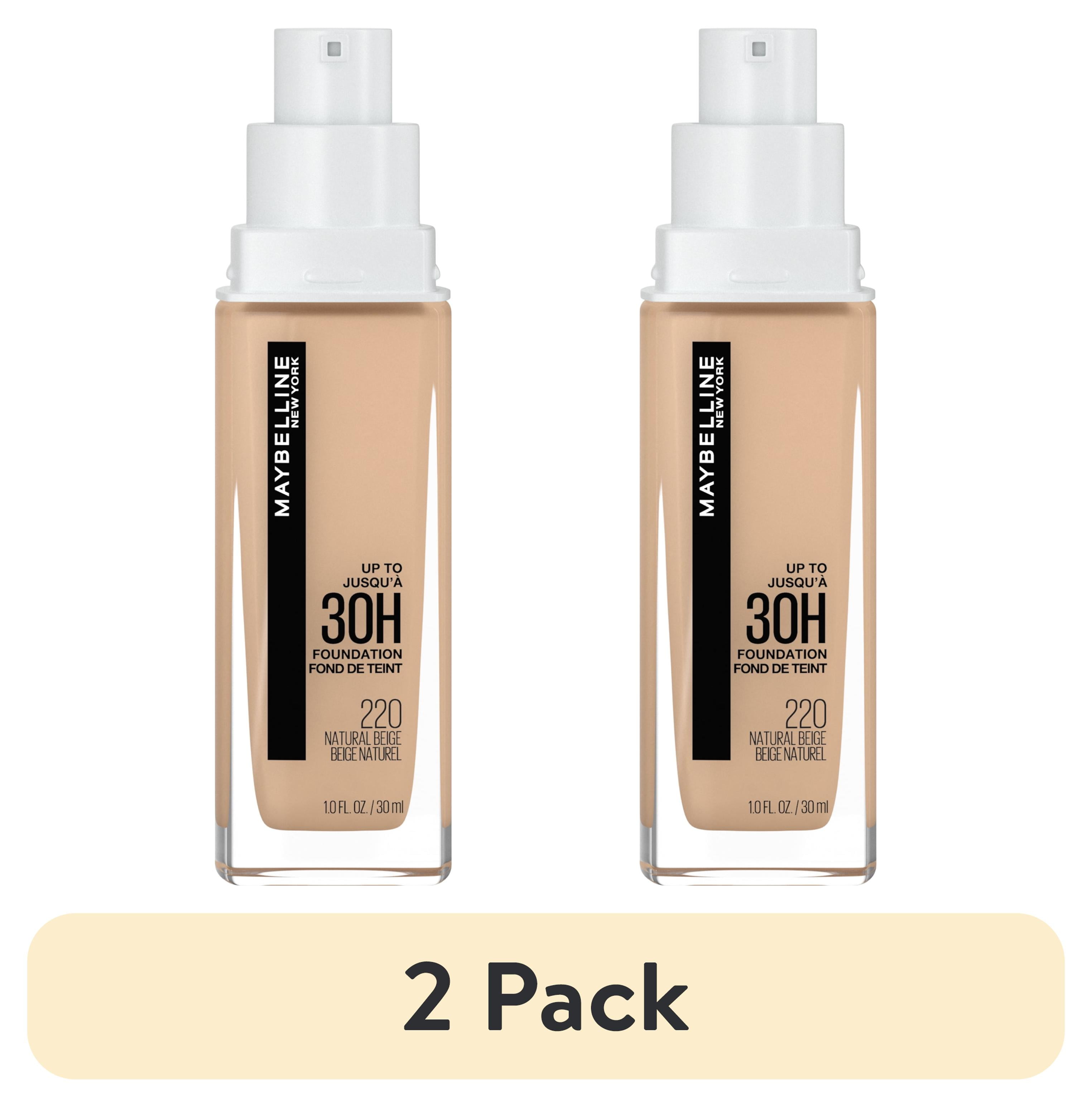 (2 pack) Maybelline Super Stay Liquid Foundation Makeup, Full Coverage, 220 Natural Beige, 1 fl oz