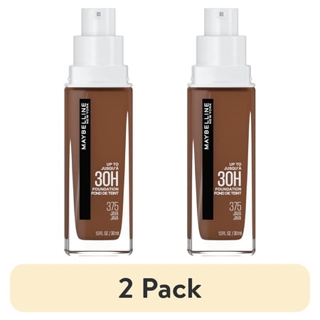 (2 pack) Maybelline Super Stay Liquid Foundation Makeup, Full Coverage, 375 Java, 1 fl oz