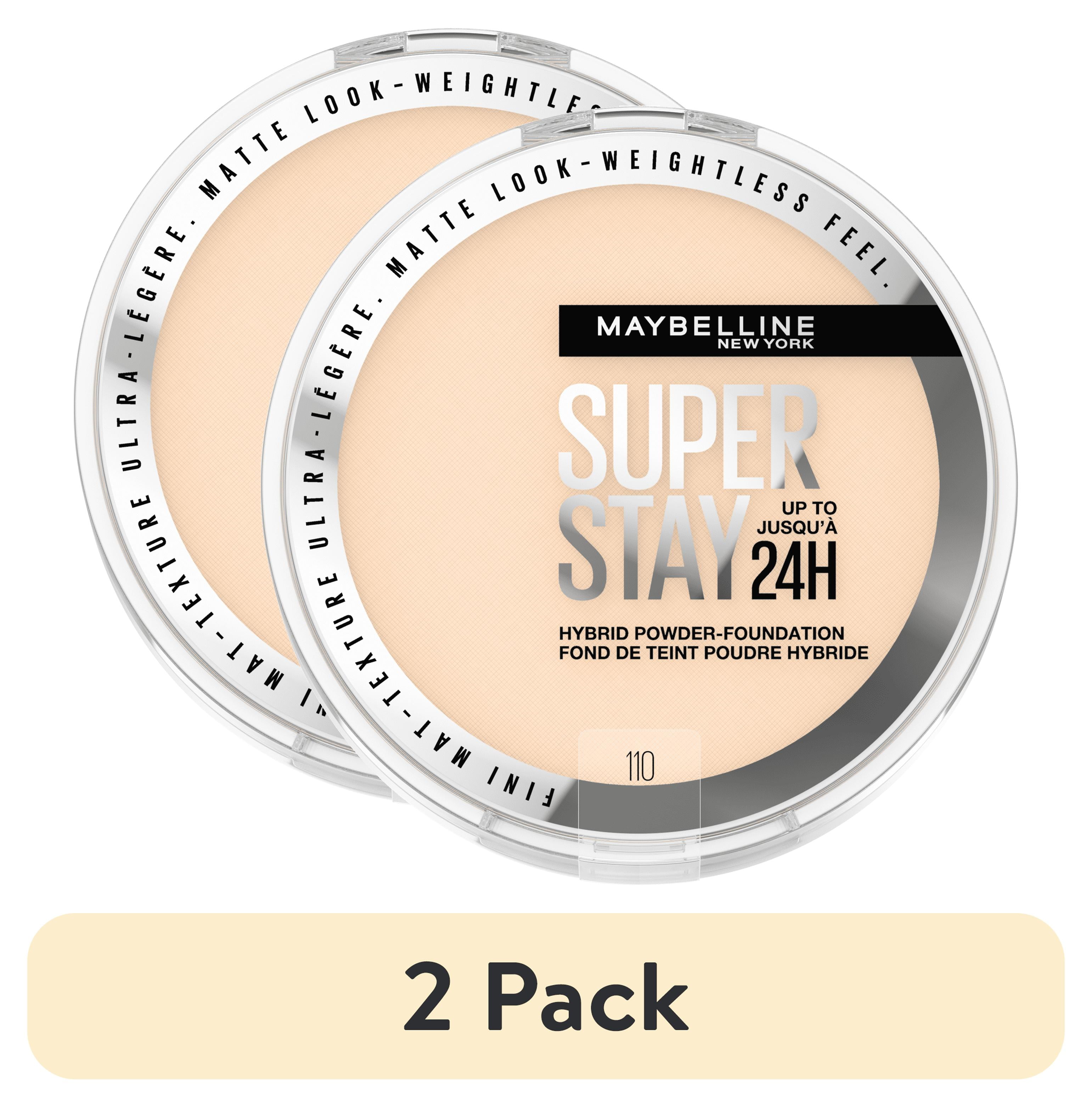 (2 pack) Maybelline Super Stay Hybrid Powder Foundation Makeup, Soft Matte Finish, Color 110, 0.21 oz