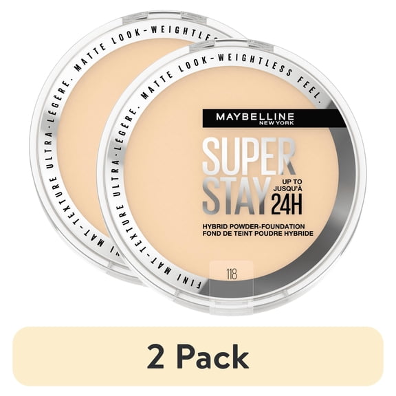 (2 pack) Maybelline Super Stay Powder Foundation Makeup, Soft Matte Finish, 118, 0.21 oz