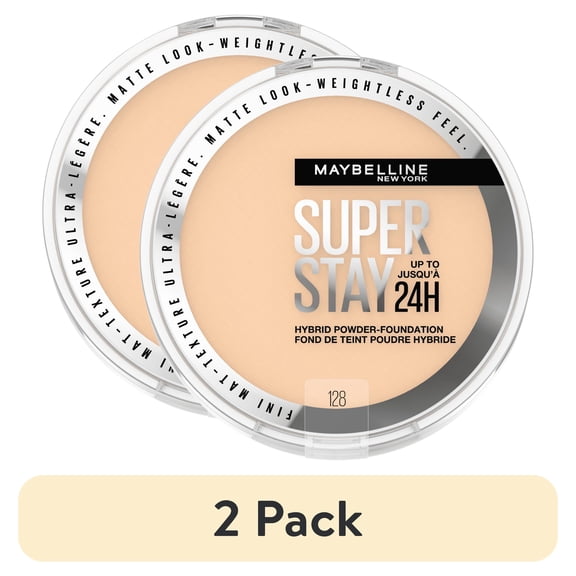 (2 pack) Maybelline Super Stay Powder Foundation Makeup, Soft Matte Finish, 128, 0.21 oz