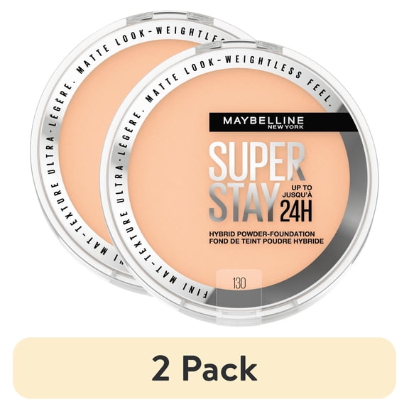 (2 pack) Maybelline Super Stay Powder Foundation Makeup, Soft Matte Finish, 130, 0.21 oz