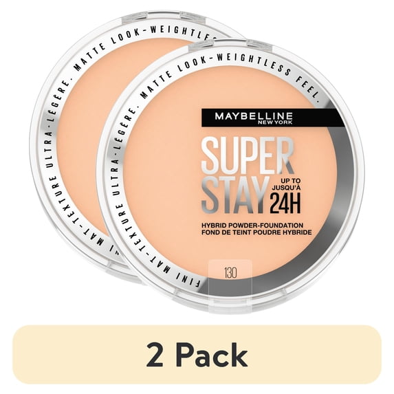 (2 pack) Maybelline Super Stay Powder Foundation Makeup, Soft Matte Finish, 130, 0.21 oz