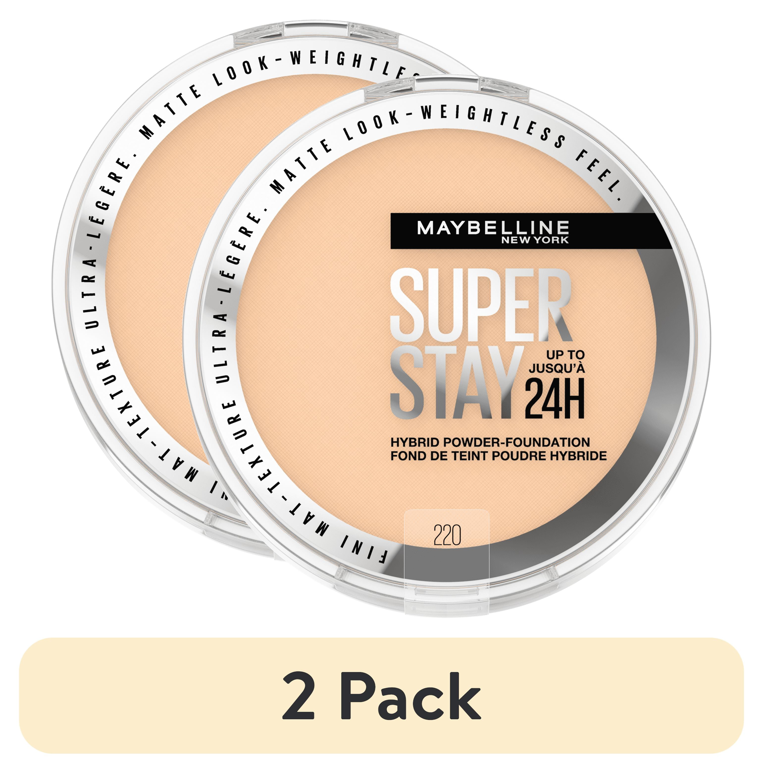 (2 pack) Maybelline Super Stay Powder Foundation Makeup, Soft Matte Finish, 220, 0.21 oz