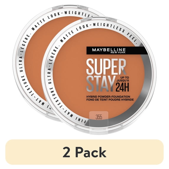 (2 pack) Maybelline Super Stay Powder Foundation Makeup, Soft Matte Finish, 355, 0.21 oz
