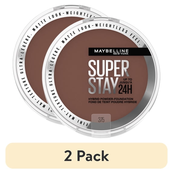 (2 pack) Maybelline Super Stay Powder Foundation Makeup, Soft Matte Finish, 375, 0.21 oz