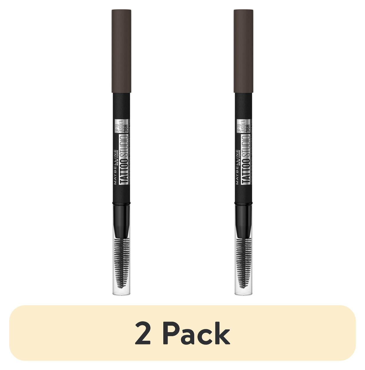(2 pack) Maybelline Tattoo Studio 36HR Pigment Brow Pencil, Black Brown