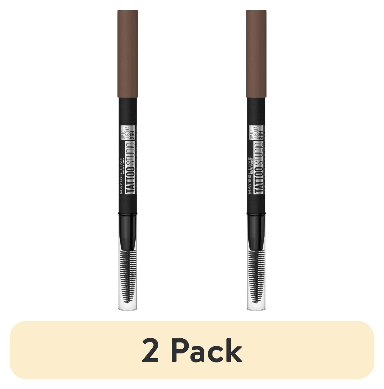 (2 pack) Maybelline Tattoo Studio 36HR Pigment Brow Pencil, Medium Brown