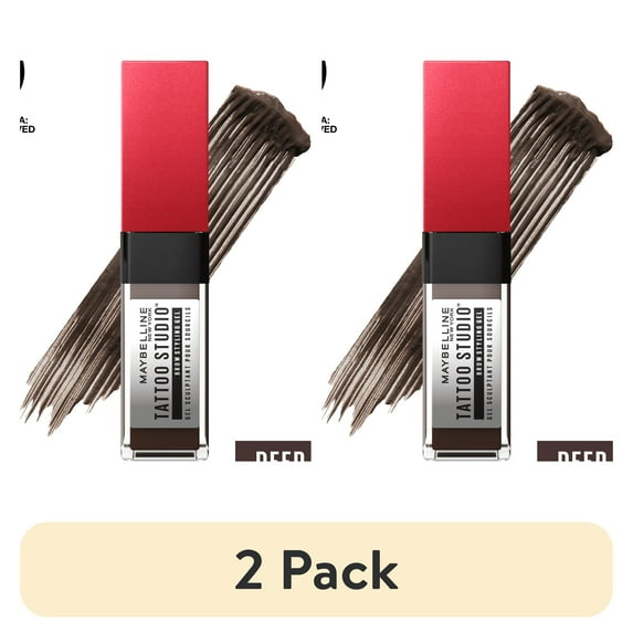 (2 pack) Maybelline Tattoo Studio Brow Styling Gel, Up to 36HR Wear, Deep Brown, 0.2 fl oz