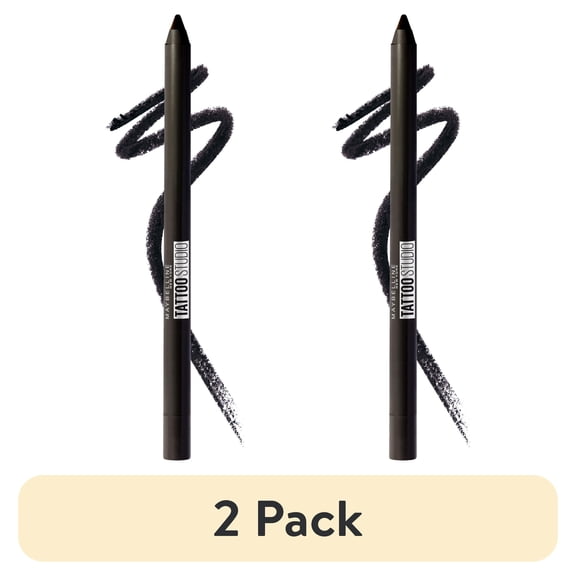 (2 pack) Maybelline Tattoo Studio Sharpenable Gel Pencil Longwear Eyeliner, Deep Onyx