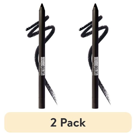 (2 pack) Maybelline Tattoo Studio Sharpenable Gel Pencil Longwear Eyeliner, Deep Onyx
