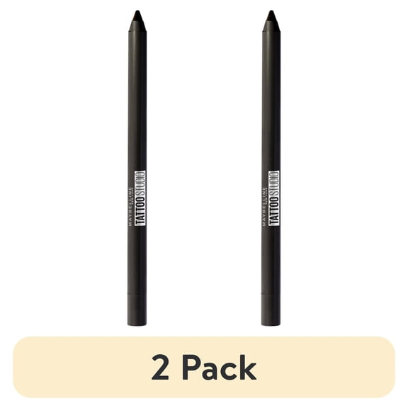 (2 pack) Maybelline New York TattooStudio Waterproof Gel Eyeliner Pencil, Deep Onyx