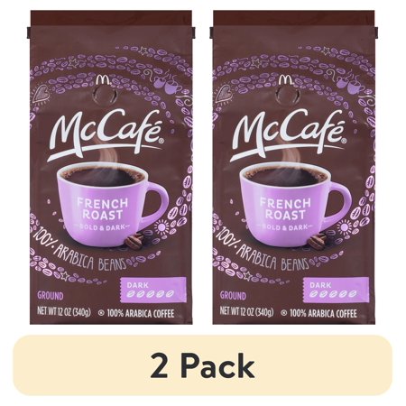 (2 pack) McCafe French Roast Ground Coffee, Dark Roast, 12 oz Bagged