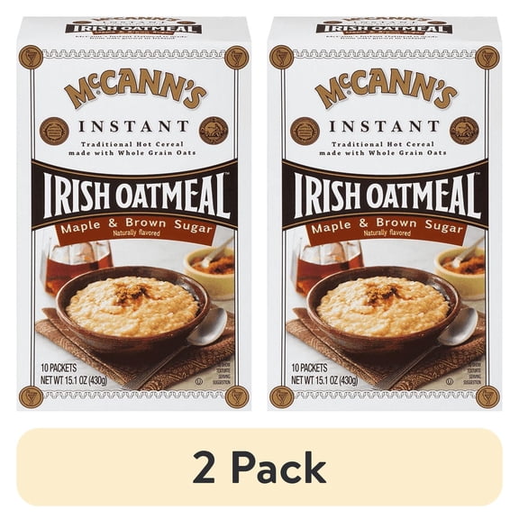 (2 pack) McCann's Instant Irish Oatmeal, Maple & Brown Sugar, 1.51 Oz, 10 Ct