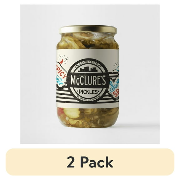 (2 pack) McClure's Sweet & Spicy Dill Chip Cut Pickle Slices, 16 fl oz Jar