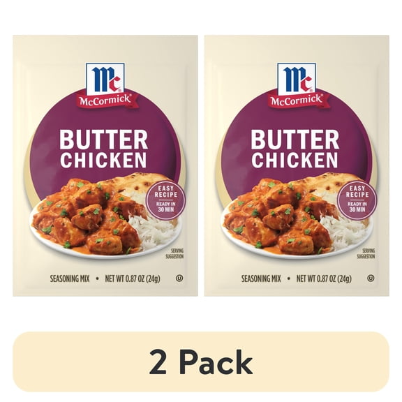 (2 pack) McCormick Butter Chicken Seasoning Mix, 0.87 oz Bag