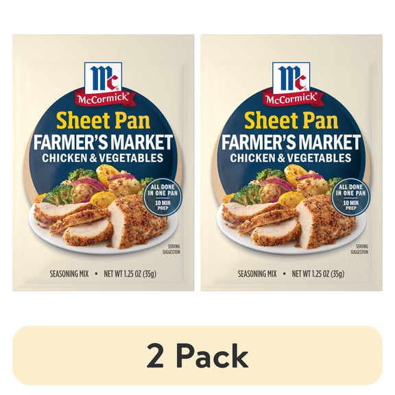 (2 pack) McCormick Farmer's Market Chicken & Vegetables One Sheet Pan Seasoning Mix, 1.25 oz Packet